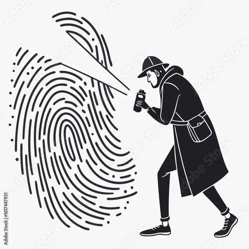 Detective dusting for fingerprints at a crime scene with spray and brush