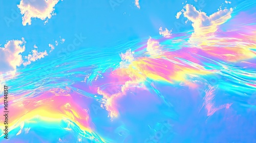Colorful abstract sky with iridescent clouds.