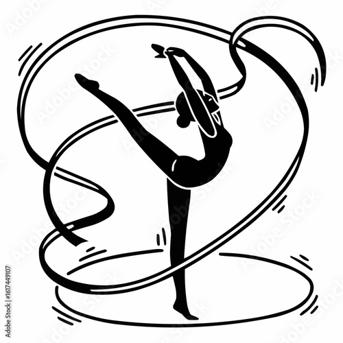 Gymnast with ribbon silhouette