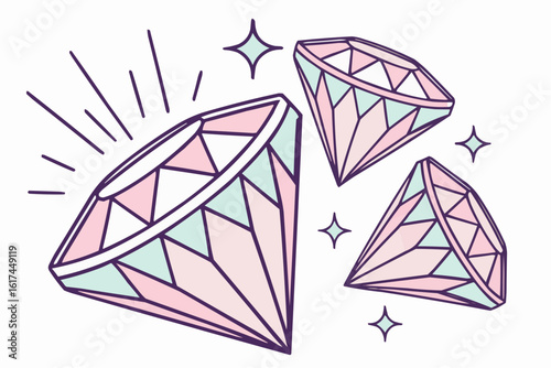 Three shiny diamonds drawing