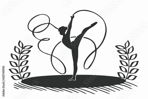 Gymnast with ribbon silhouette