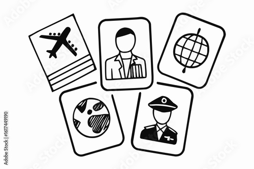 Sketched travel themed cards