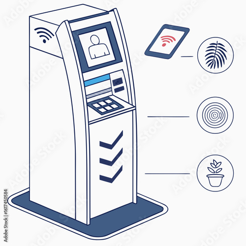 Interactive kiosk with touchscreen keypad and wireless connectivity for modern digital services
