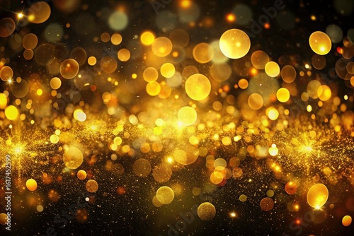 Golden Bokeh Abstract Holiday Background - Festive Sparkling Lights
