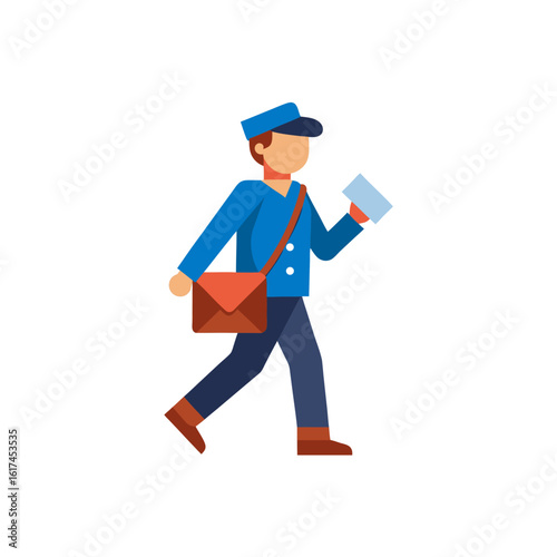 Postman delivering mail with a satchel and cap