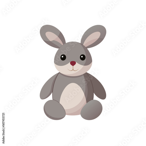 Cute grey bunny plush toy sitting