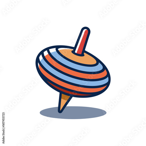 A colorful spinning top toy in motion