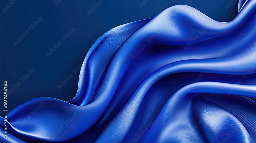 Obraz premium Blue silk fabric drapes elegantly.