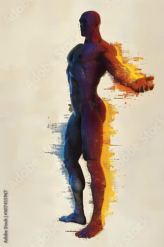 Digital Man Ascending Abstract Art Business Concept Creative Visualization
