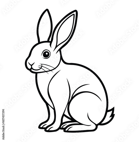 Rabbit Outline Vector – Minimal Bunny Silhouette on White Background