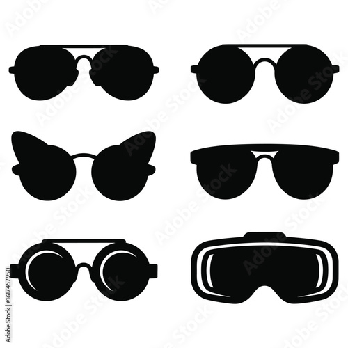 Trendy sunglasses collection featuring modern shapes and styles for summer fashion accessories