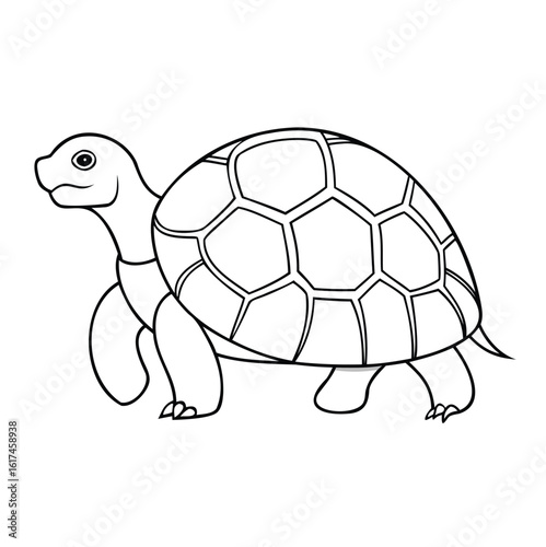 Tortoise Outline Vector Isolated on White Background – Minimalist Animal Silhouette