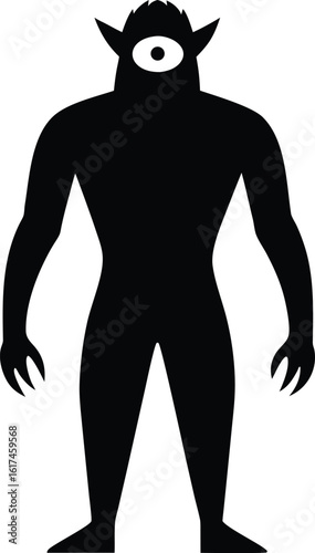 Cyclops Silhouette Vector Art Illustration