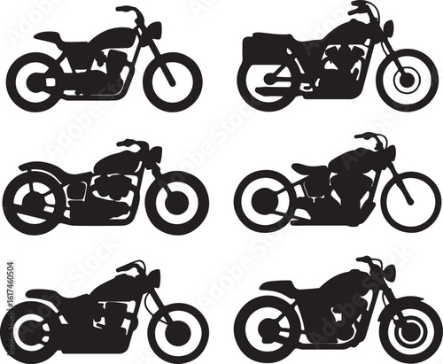 Motorcycle silhouettes collection classic and modern designs chopper
