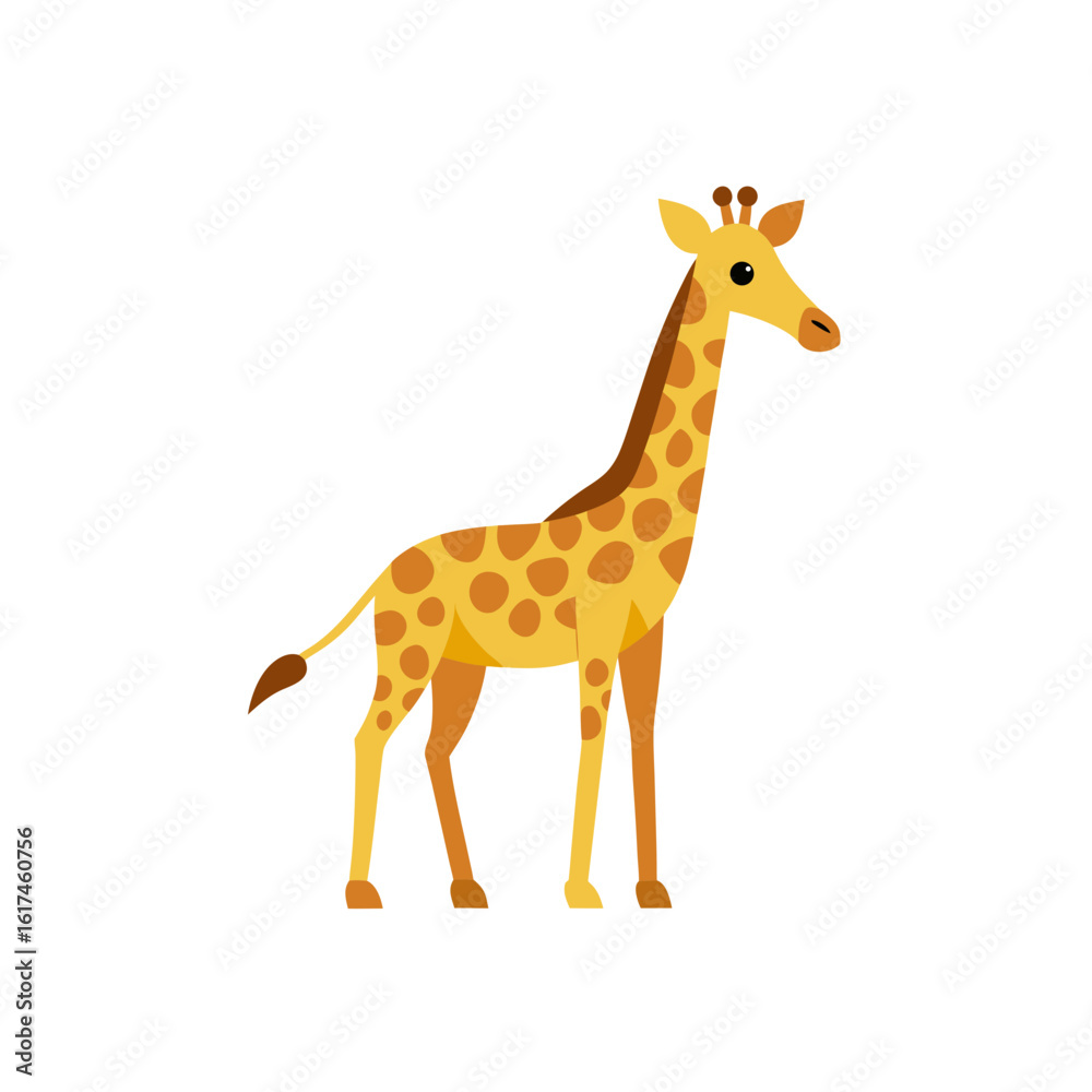 Obraz premium Cute cartoon giraffe with brown spots on a black background