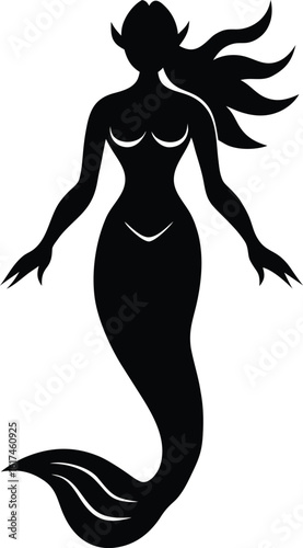 Siren Silhouette Vector Art Illustration