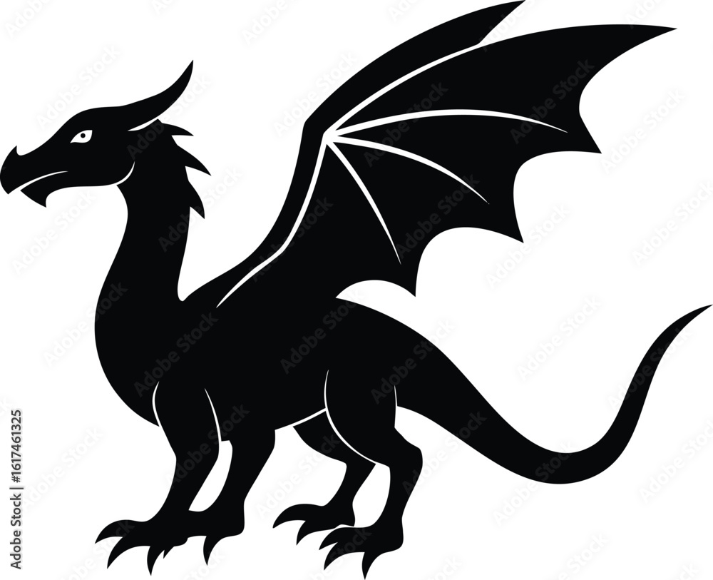 Fototapeta premium Wyvern Silhouette Vector Art Illustration