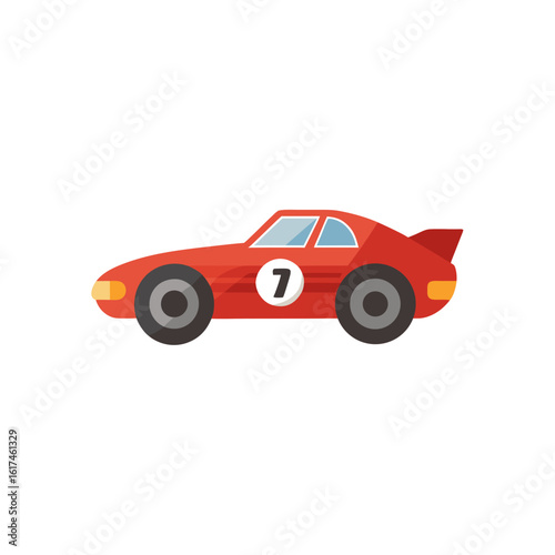 Red race car with number 7
