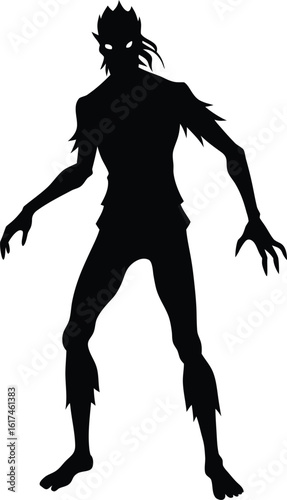 Zombie Silhouette Vector Art Illustration