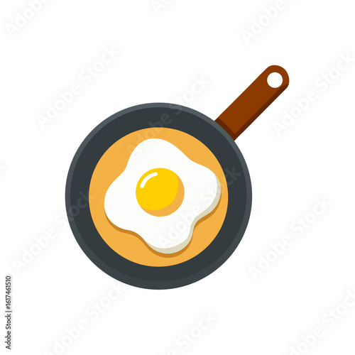 Fried egg cooking in a pan