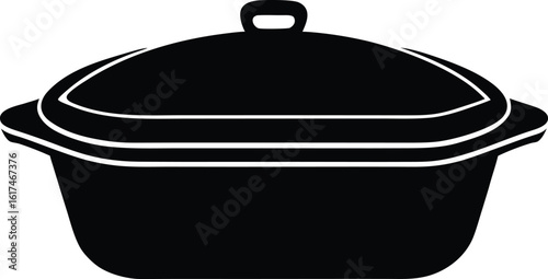 Casserole Dish in Simple Form silhouette vector art illustration