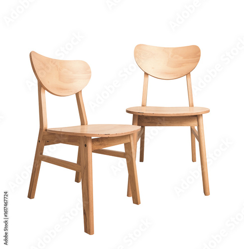 two light wood chairs on white background.