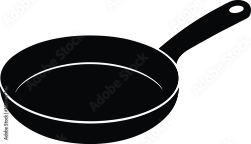 Flat Frying Pan Outline silhouette vector art illustration
