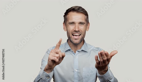 Man Looking Directly at Camera in Studio Setting Portrait