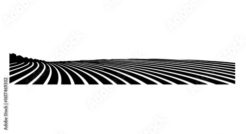 Monochrome countryside field landscape silhouette view 