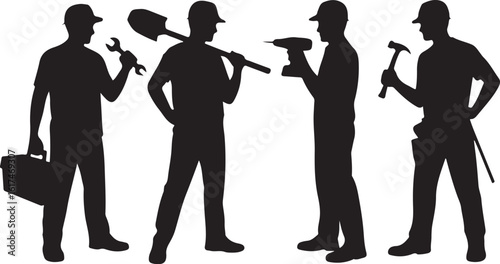 American Worker Silhouette Illustration

Hardworking Laborer Silhouette Vector

Construction Worker with Tools Silhouette

Strong American Worker Outline Art

Industrial Worker Silhouette Design