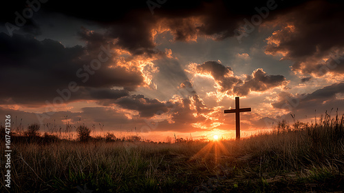 Lamb of god christian cross at sunset religious easter background wallpaper stock photo free download image