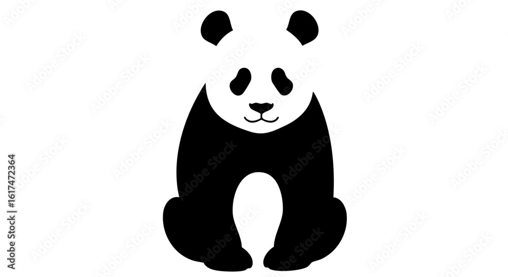 Obraz premium A simplistic black and white panda bear silhouette.