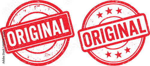 Grunge Original Rubber Stamp Vector – Red Vintage Seal Badge Icon