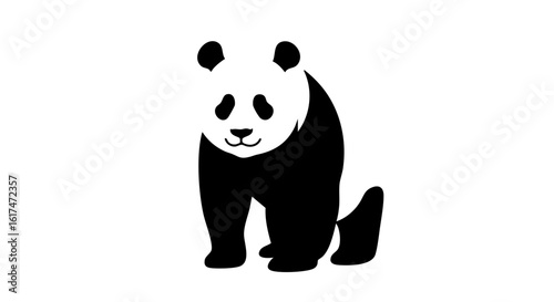 A Cute Panda Bear Silhouette Illustration