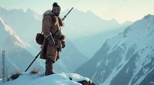 Wallpaper Mural Solitary Climber Stands Defiant on Frozen Peaks of Determination Torontodigital.ca