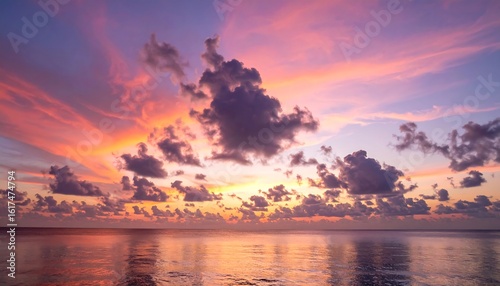 Colorful sunset over calm ocean