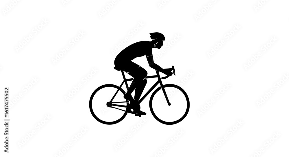 Fototapeta premium Silhouette of a cyclist riding a road bicycle.