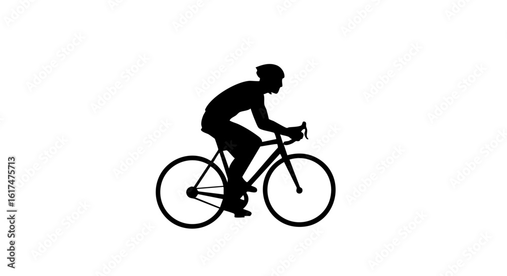 Naklejka premium A cyclist silhouette riding a road bicycle.