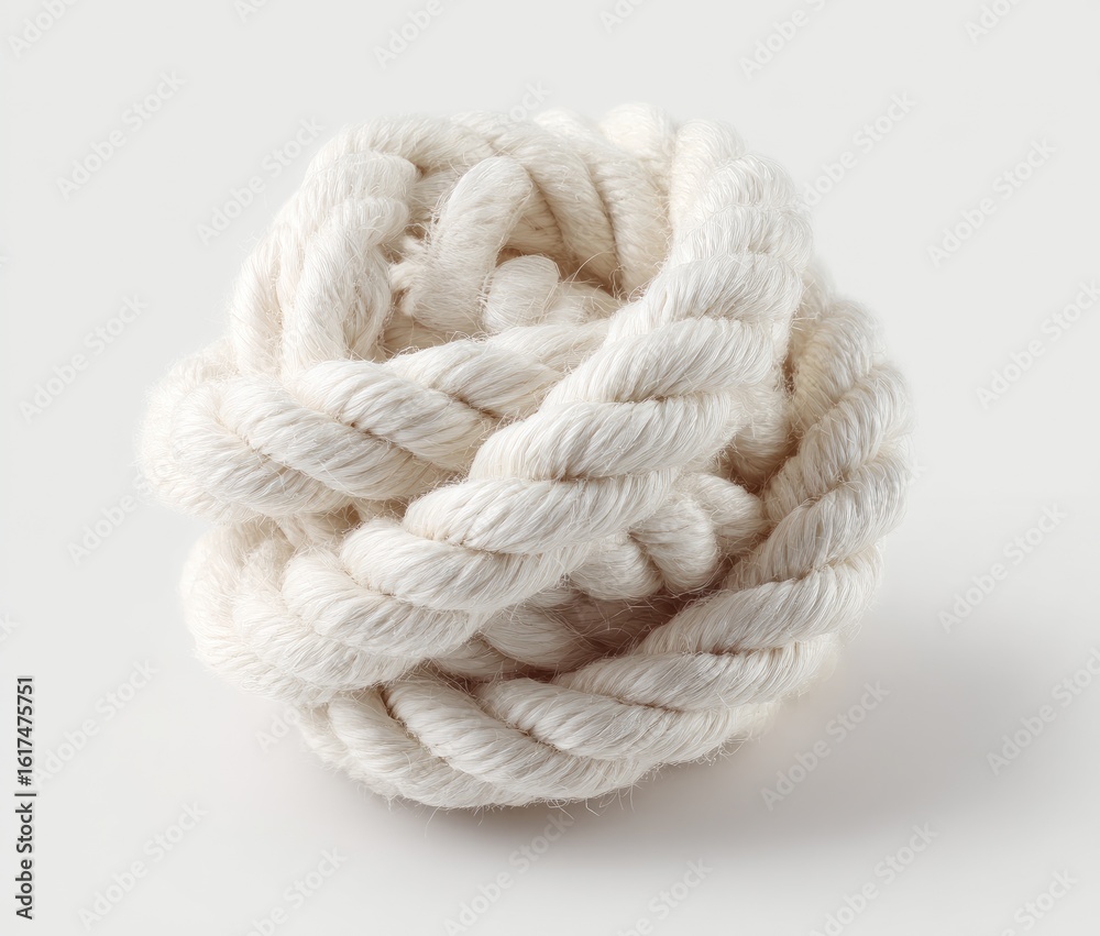 Knotted white rope ball Knotted white rope ball