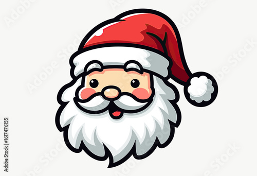 A cute and cheerful cartoon illustration of Santa Claus's winking face, a friendly and festive Christmas character perfect for holiday decorations and greeting cards.
