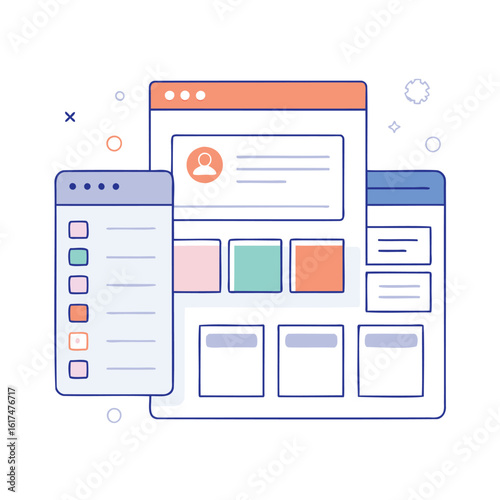Modern web design and user interface elements illustration