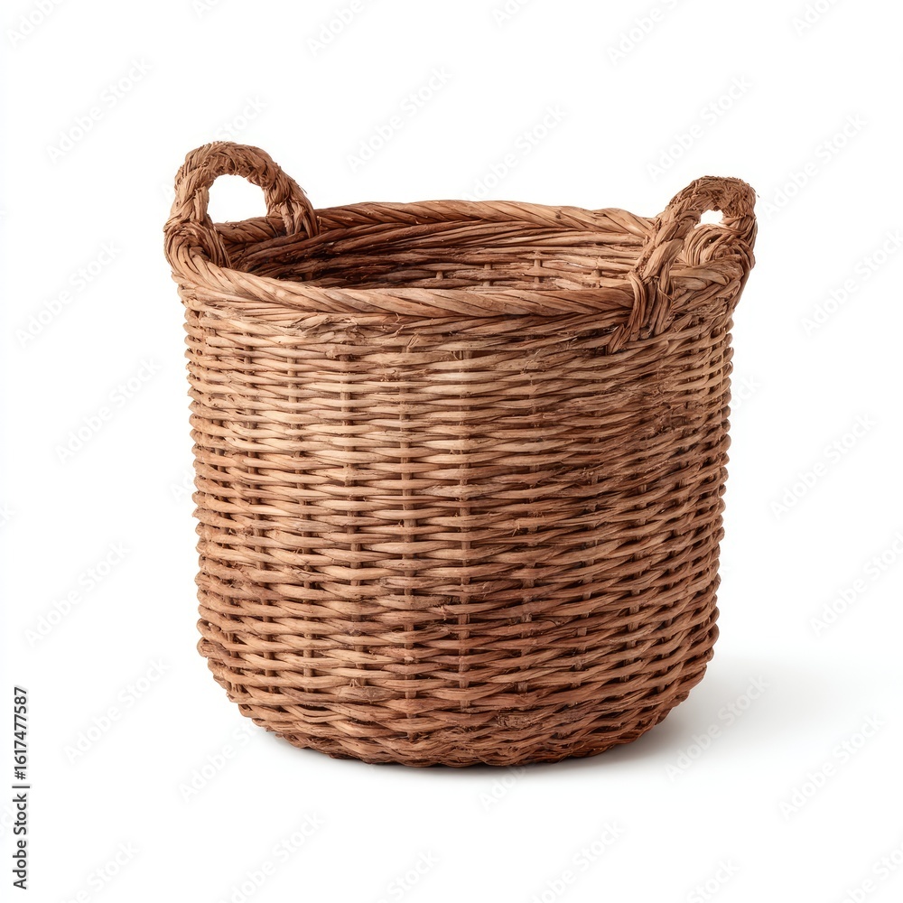 Obraz premium Round woven basket with handles