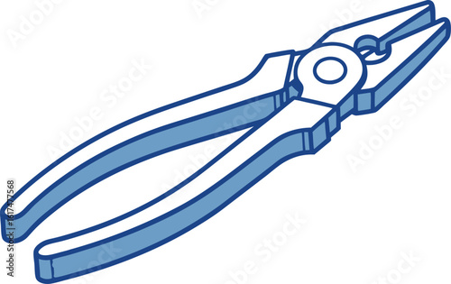 Blue and white illustration of combination pliers tool