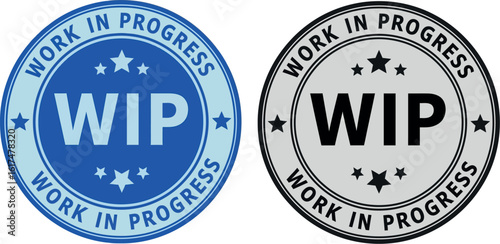 Work in progress wip badge vector graphic design element for websites and apps