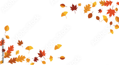 Wallpaper Mural Autumn Leaves Corner Border on White Torontodigital.ca