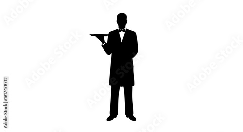 An elegant silhouette of a waiter.