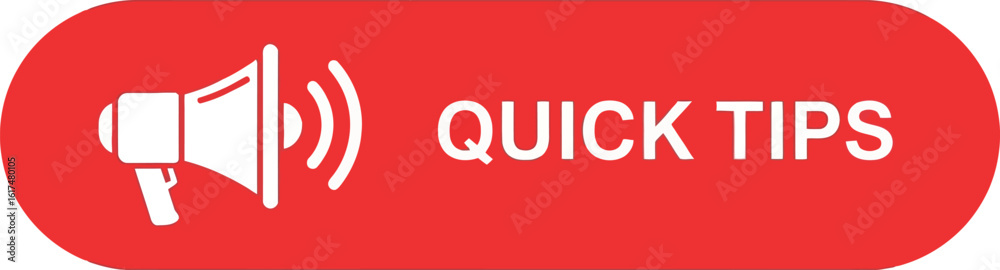 Quick tips announcement megaphone marketing advice promotion red banner design Quick tips announcement megaphone marketing advice promotion red banner design