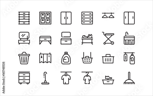 Storage & Organizer Furniture Line Icons – Neat Solutions for Every Home Space