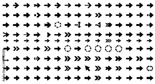 A collection of directional arrows, each pointing towards the right, conveying concepts of guidance and movement.