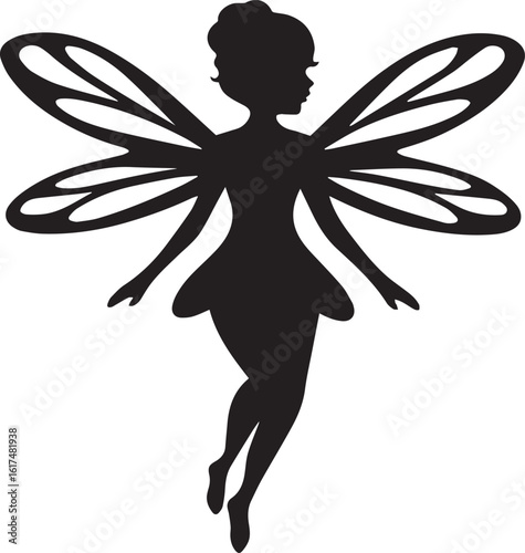A pixie with delicate Silhouette vector illustration	